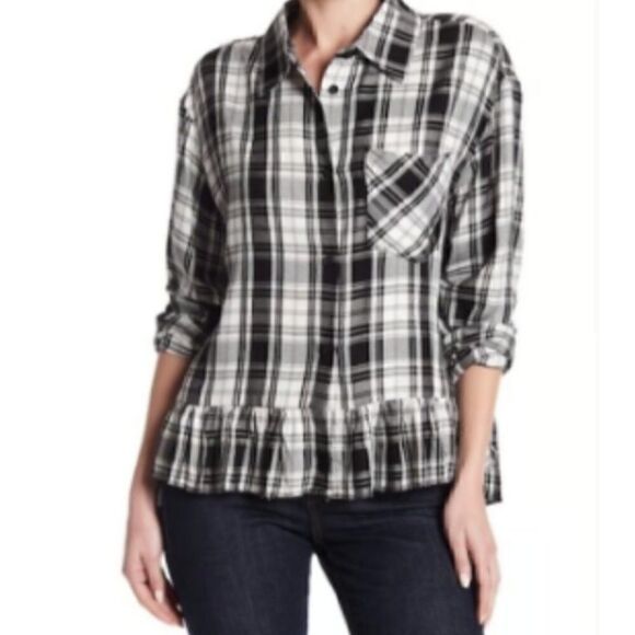 Philosophy ruffled hem plaid Top - Picture 1 of 8